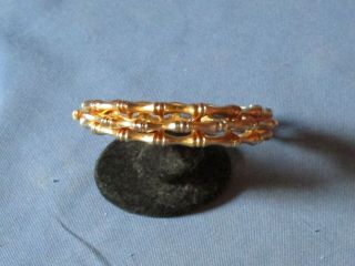 Vintage Gold - Tone Metal Bamboo Design Hinged Bangle Bracelet
