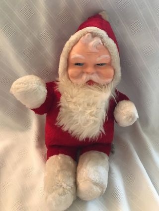 Vintage Plush Santa Claus Rubber Face Christmas Doll 18” Ruston ?