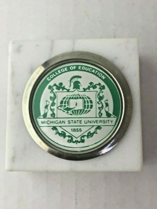 Vintage Michigan State University College Marble Paperweight