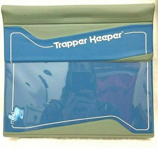 Vintage Mead Trapper Keeper 3 Ring Binder Blue & Gray Retro Organizer Magnetic