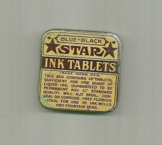 Vintage Aspirin Tin Type For Blue/black Star Ink Tablets 1920/30 