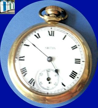 Vintage Smiths Pocket Watch Gold Plated Roman Numerals Not Spares