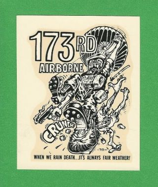 Vintage 1966 Ed Roth " 173 Rd Airborne " Army Paratrooper Water Decal Art