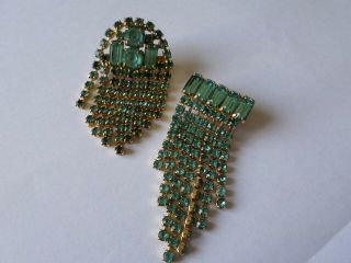 2 Small Vintage Circa Mid 20th Century Blue Glass Cascade Style Brooches