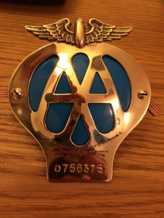 Vintage Aa Badge Brass