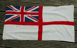 Ww1 - Ww2 Vintage Sailors White Ensign Royal Navy Flag Printed 3 