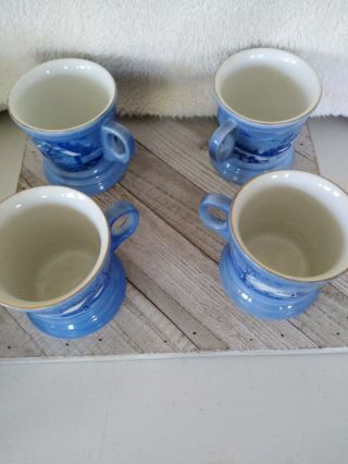Vintage Currier And Ives,  Blue Winter Mugs,