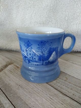 Vintage Currier and Ives,  Blue winter mugs, 2