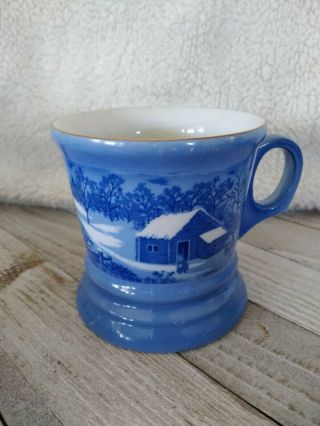 Vintage Currier and Ives,  Blue winter mugs, 4