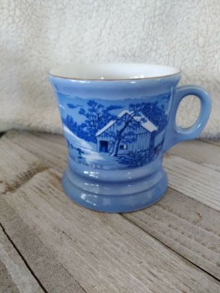 Vintage Currier and Ives,  Blue winter mugs, 5