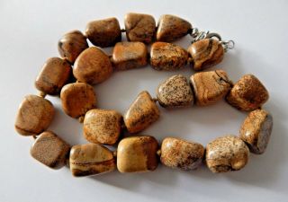 Vintage Necklace Natural Jasper Stone Bead Large And Chunky Necklace
