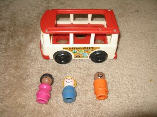 Vintage 1969 Fisher Price Little People Bus With 3 Characters