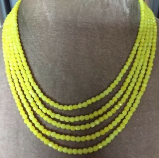 Vintage Jewellery Lovely Signed Multi Strand Faceted Glass Bead Necklace