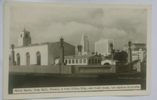 Rppc Los Angeles Ca Union Depot Post Office Court House Postcard Vintage View Pc