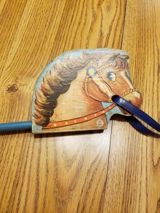 Vintage The N.  N.  Hill Brass Co.  Wooden Pull Horse With Reigns.