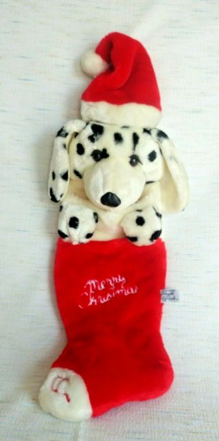 Vintage Playful Plush Chrisha Ltd.  Christmas Dog " Music " Dalmatian Stocking Puppy
