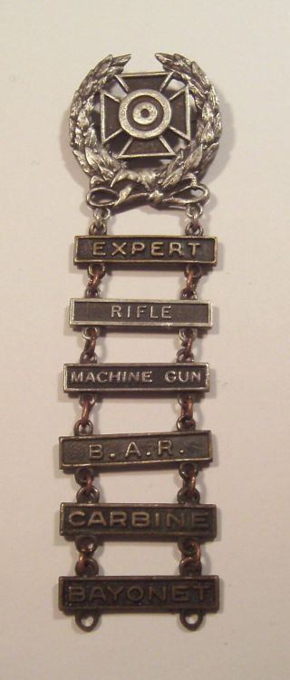 Vintage U.  S.  Army Basic Qualification Expert Badge With 6 Bars