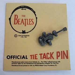 Vintage Beatles 1964 Guitar & Faces Tie Tack Pin Gear Fab