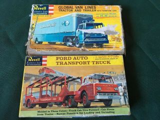 Revell Vintage 1/87 Ho Scale Ford Auto Transport & Global Van Lines Trailer Amt