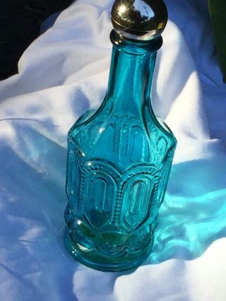 Avon Breath Fresh Mouthwash Bottle Empty Blue Glass 8 Oz.  Vintage Cap