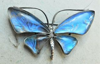 Silver T L Mott Butterfly Wing Brooch Vintage Antique