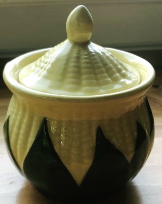 Vintage Shawnee Yellow Corn King Pattern Sugar Bowl 78 W/lid Kitchen Ware Retro