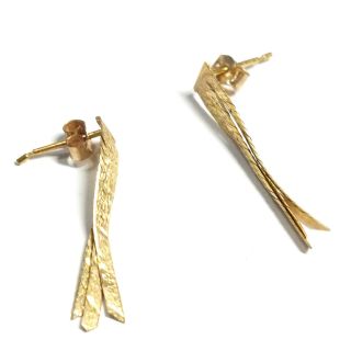 Vintage.  375 9ct Yellow Gold Diamond Cut 3 Strand Tassel Earrings,  0.  73g - S54