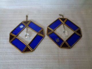 2 Vintage Blue Stained Glass Sun Catchers?? - Hecho En Mexico