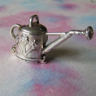 Vintage Silver Opening Watering Can Charm