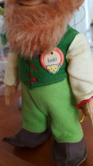 Vintage Steiff LUCKI Gnome Elf Leprechaun withTags 6.  75 