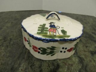Vintage Blue Ridge Pottery French Peasant Pattern Covered Candy Box