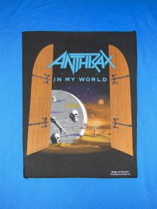 Vintage 90s Anthrax In My World Black Metal Skulls Deadstock Back Patch