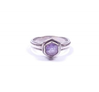 Ladies Vintage Amethyst Solitaire Ring 925 Sterling Silver 2.  6g