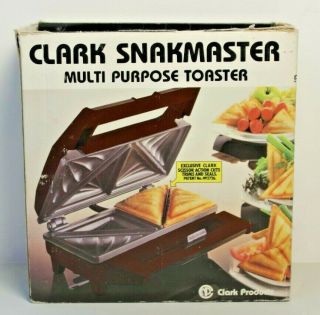 Vintage Clark National Snakmaster Sandwich Grill Appliance Toaster Griddle Cn613