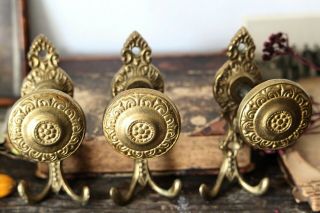 Vintage Brass Hooks 3 Wall Hooks Coat Hooks Towel And Clothes Hangers