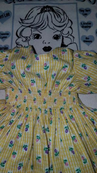 Vintage Terri Lee Smocked Yellow Print Dress