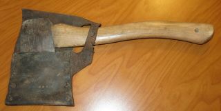 Vintage Plumb Hatchet Axe Wood Handle 14 " With Leather Cover