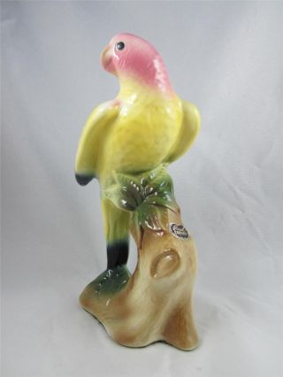 Vintage Royal Copley Art Pottery Yellow Parrot Perched Statue/figurine -