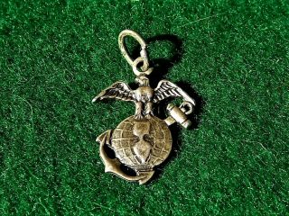 Vintage Sterling Silver U.  S.  Marine Corps Emblem Charm - Eagle,  Anchor,  Globe