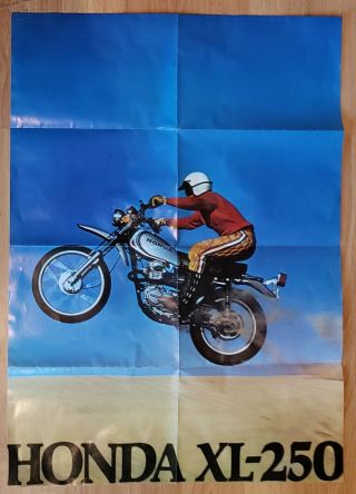 Vintage 1972 Honda 250 Xl Motorcycle Dirt Bike Dealer 19 " X 21 " Poster