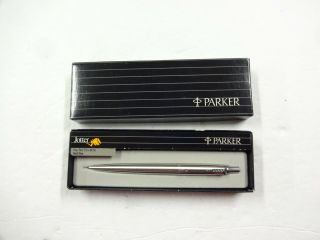 Vintage Parker Jotter Arrow Clip Brushed Stainless Ballpoint Pen Nos