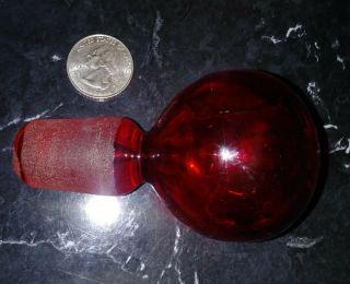 Vintage Blenko Poland Red Glass Decanter Stopper Alone 3.  5 High X 6.  5 Round