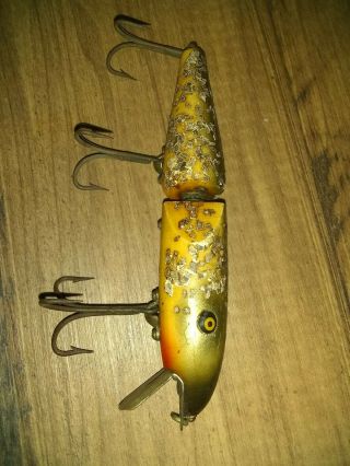 Vintage Wooden Pflueger Palomine Fishing Lure Jointed with sparkles 2