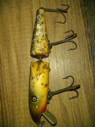 Vintage Wooden Pflueger Palomine Fishing Lure Jointed with sparkles 3