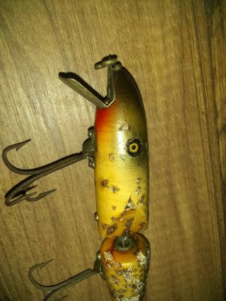 Vintage Wooden Pflueger Palomine Fishing Lure Jointed with sparkles 4