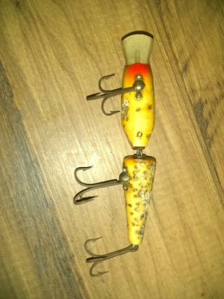 Vintage Wooden Pflueger Palomine Fishing Lure Jointed with sparkles 5