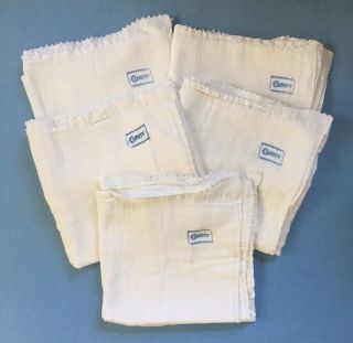 5 Vintage Curity Cloth Diapers Pinked Edge 16 " X 36 "