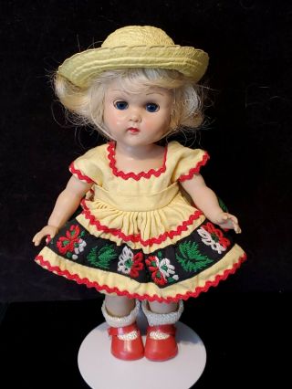 Vtg Vogue Blonde Slw Ginny Doll In Tagged 1956 6402 Dress