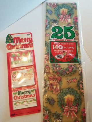 Vintage Cleo Flat Christmas Wrap 25 Sq Ft Still In Package Plus Tags