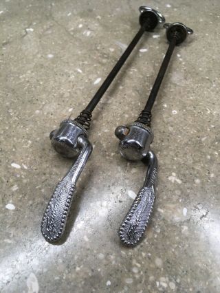 Vintage Campagnolo Curved Paddle Quick Release Skewers Pair For 80s Road Bike